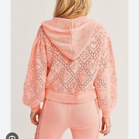 Loveshackfancy Tomaso Hoodie Nyla Jogger Set Peach Melba Knit Sweater  $495 - Picture 3 of 8